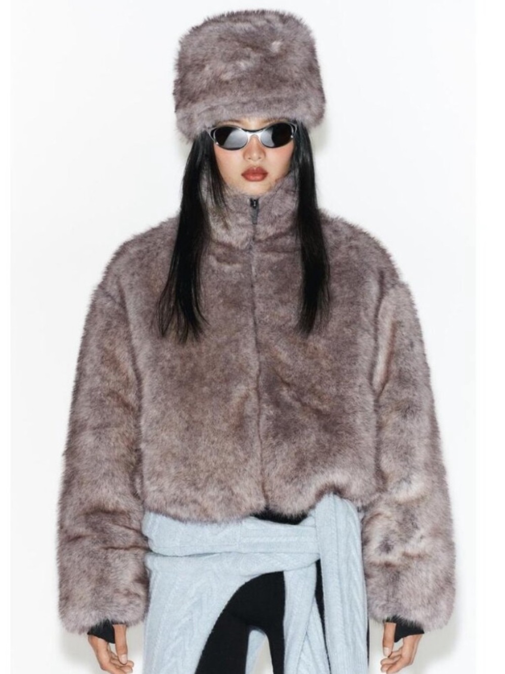 NWOT Zara Ski short faux fur fluffy jacket coat small